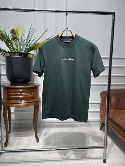 DG Embroidered Logo Dark Green Tshirt For Men