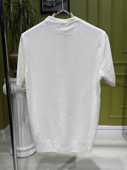 Moncler Offwhite Knitted Tshirt For Men