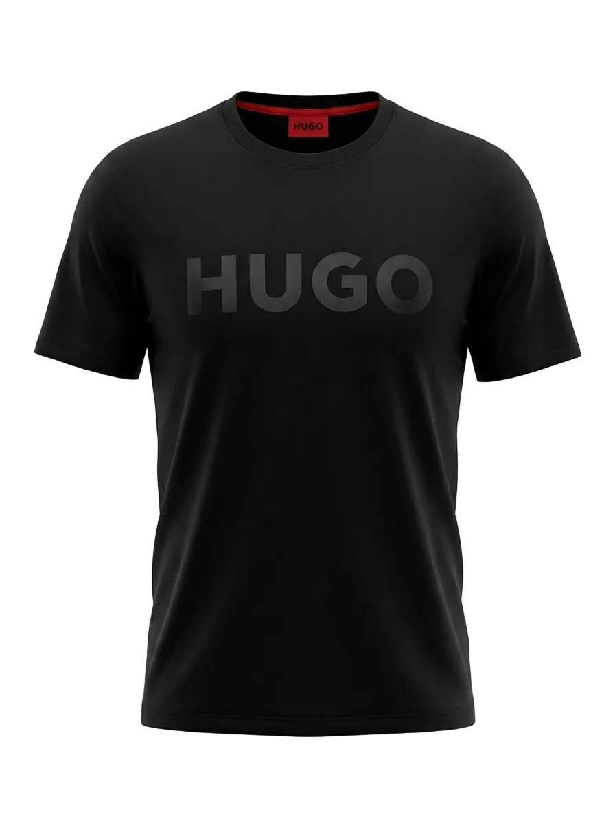 Hugo Printed Logo Black Tshirt For Men