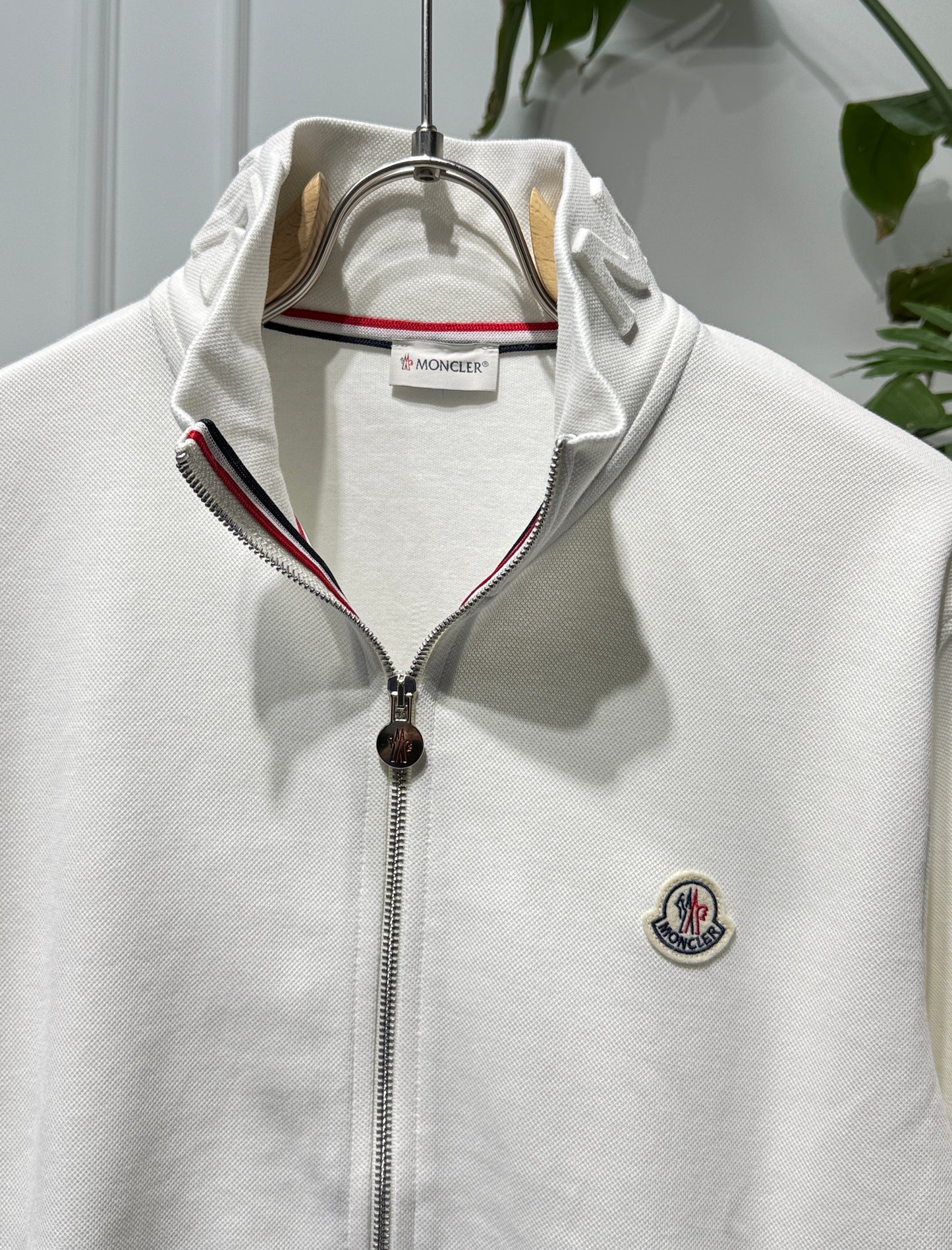 Embroidered Logo White Full-zip Sweatshirt for Men
