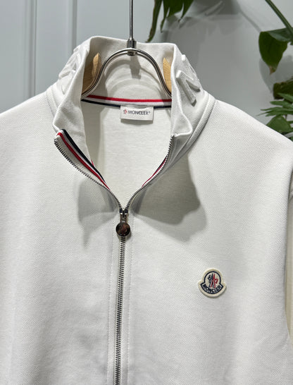 Embroidered Logo White Full-zip Sweatshirt for Men