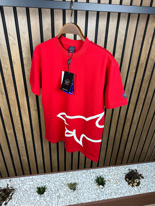 Paul&Shark Logo Printed Red Tshirt For Men