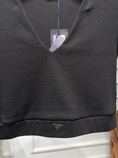 Prada Black Crop V-Neck For Women