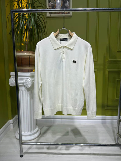 D&G Cream Knitted Polo For Men