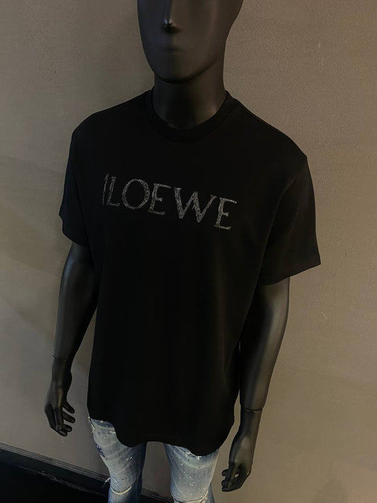 LOEWE Rubber Logo Black Tshirt For Men