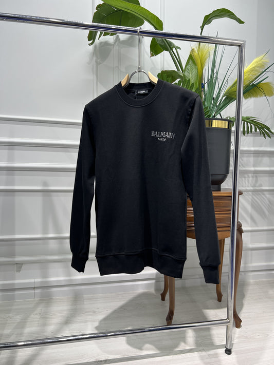Balmain Vintage Gel Logo Black Sweatshirt For Men