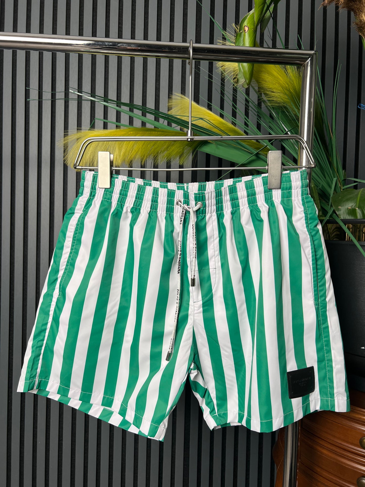 D&G Green Striped Swim Short For Men