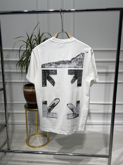 Metal Arrow printed Logo White Tshirt For Men