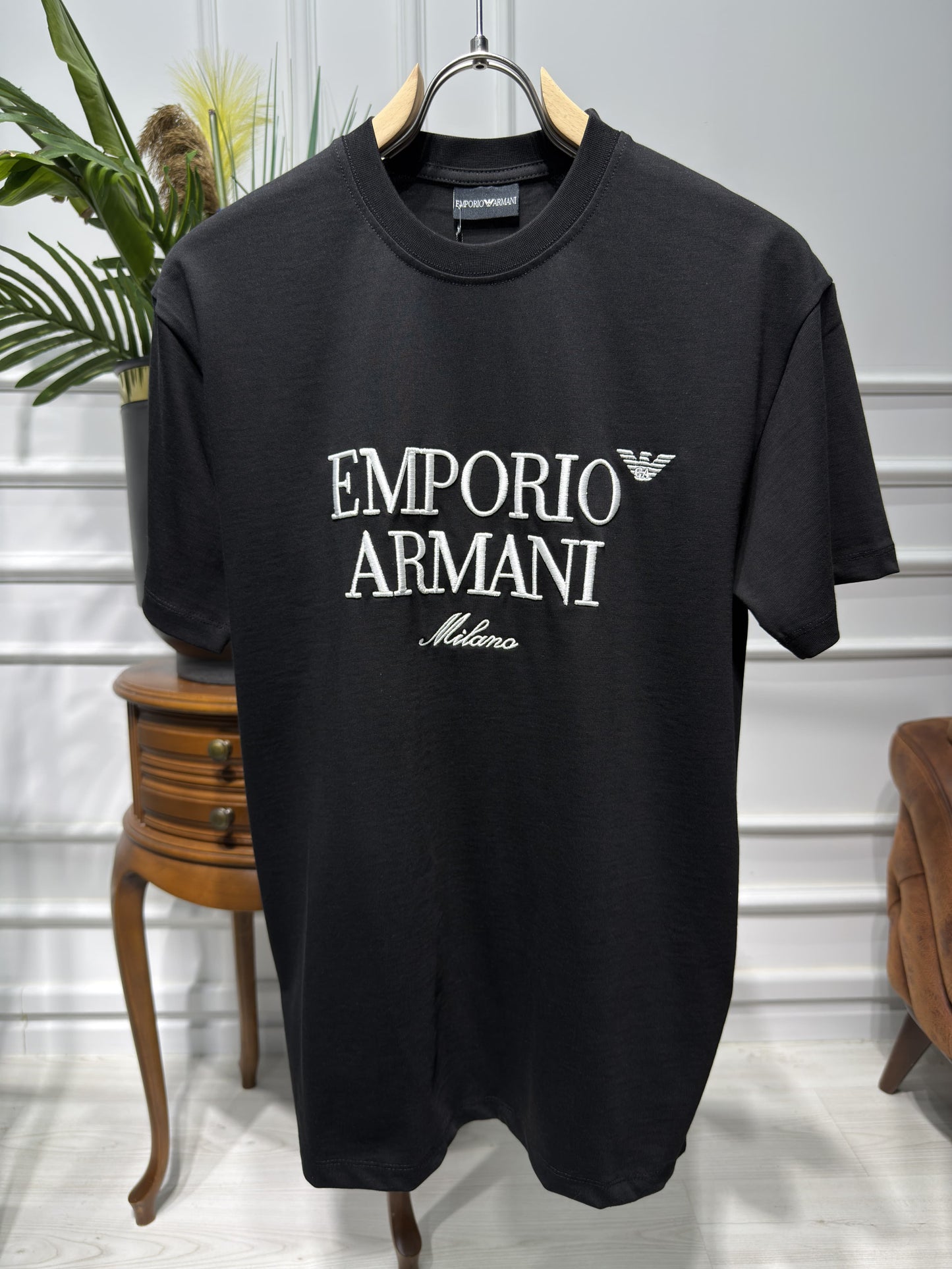 Emporio Armani Embroidered  Logo Slim fit Tshirt For Men