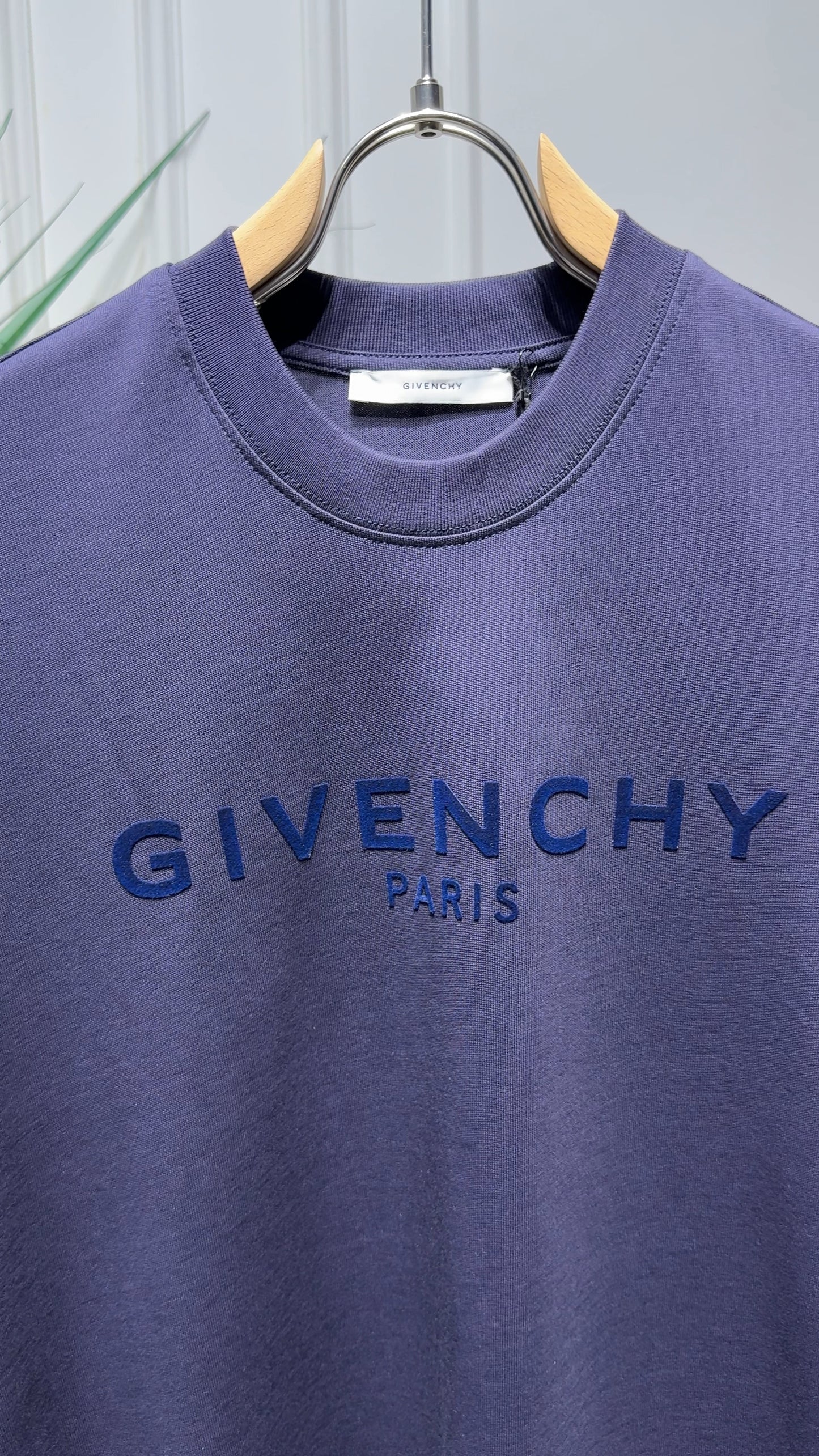 Givenchy Flocked Logo Navy Blue Tshirt for Men