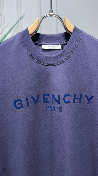Givenchy Flocked Logo Navy Blue Tshirt for Men