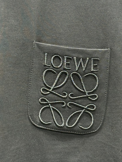 Loewe Embroidered Logo Pocket Black Tshirt For Men