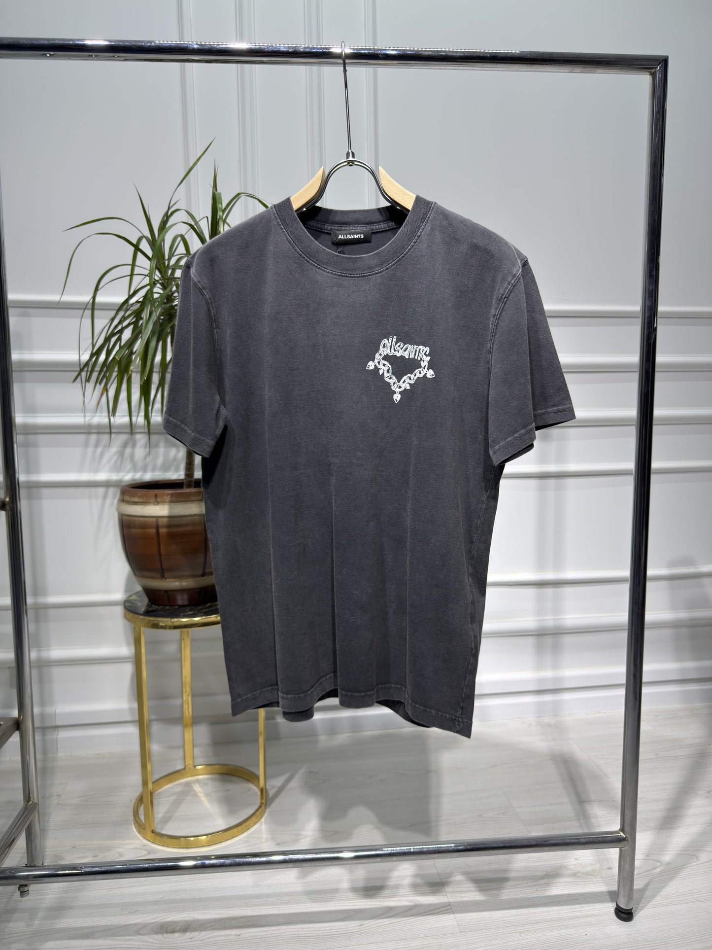 Allsaints Washed Grey Tshirt For Men