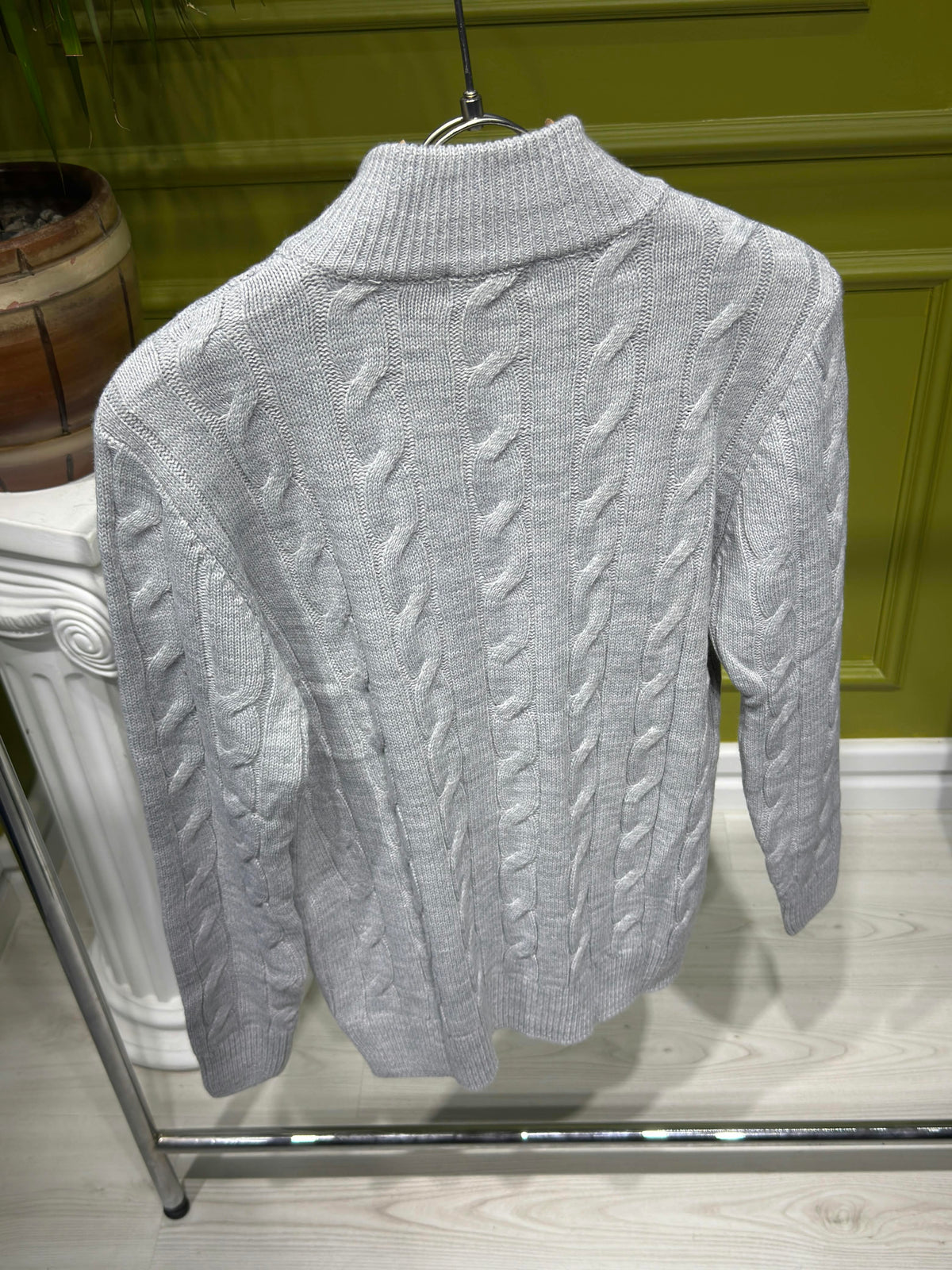 Polo Ralph Lauren Grey Cable-Knit Quarter-Zip For Men