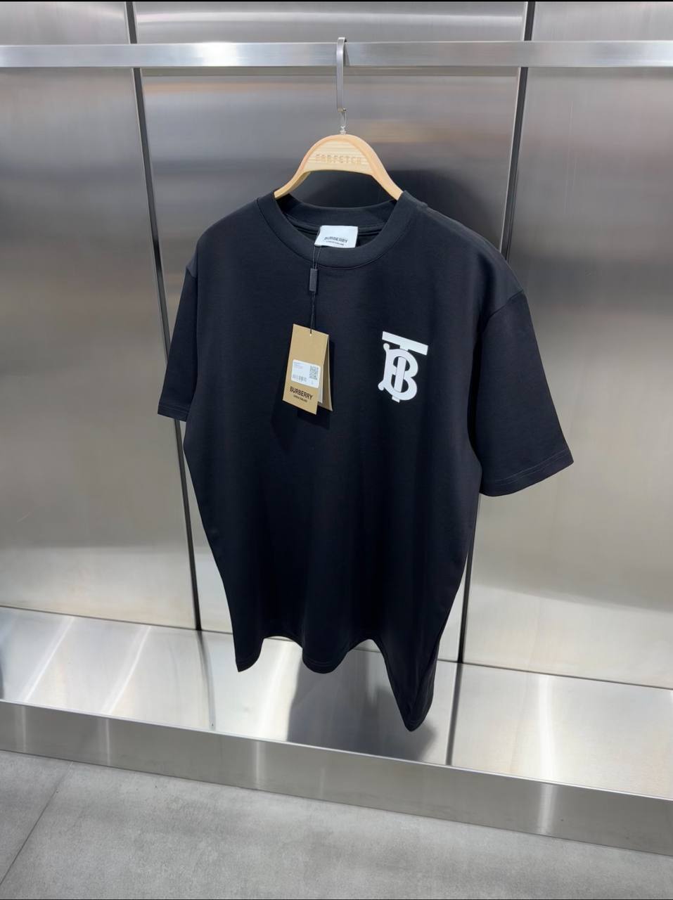 Burberry Logo Printed Black Oversized Tshirt For Men