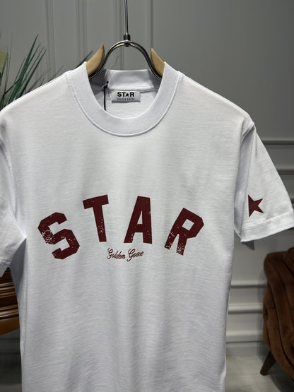 STAR Red Logo Printed White Tshirt For Men