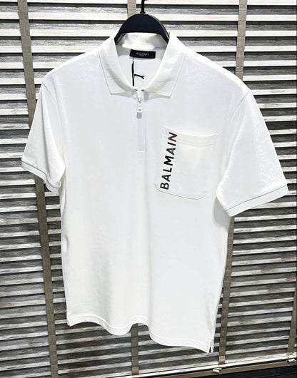 Balmain Silver Logo Polo Tshirt For Men