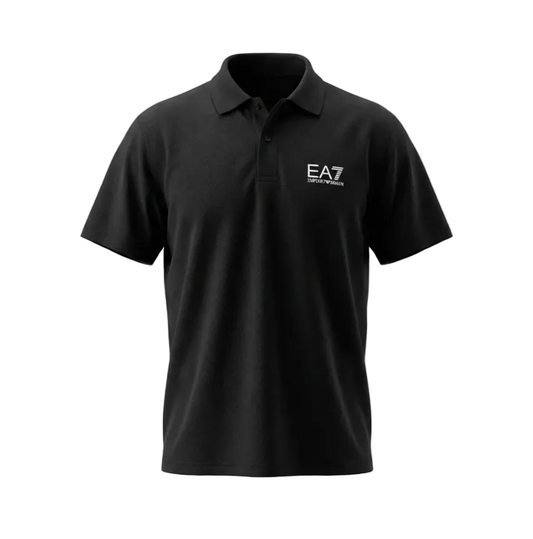 EA7 Rubber Logo Black Polo Tshirt For Men