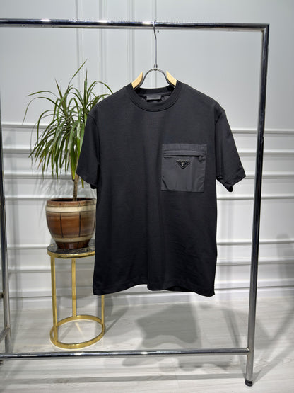 Nylon Pocket Black Tshirt For Men