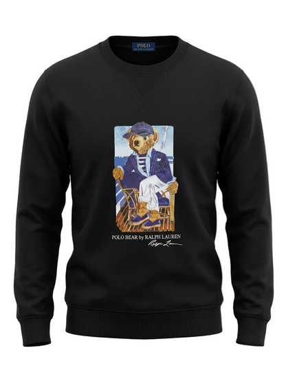 Polo Bear Logo Printed Black Sweatshirt For Men