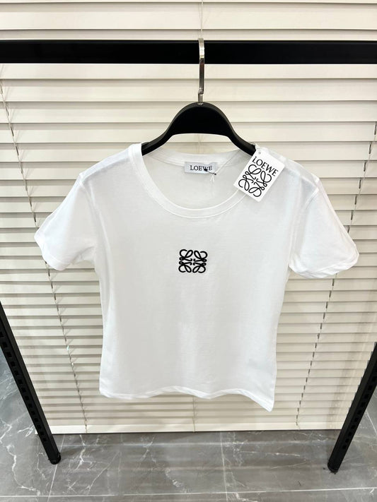 Anagram Embroidered Logo White Tshirt For Women