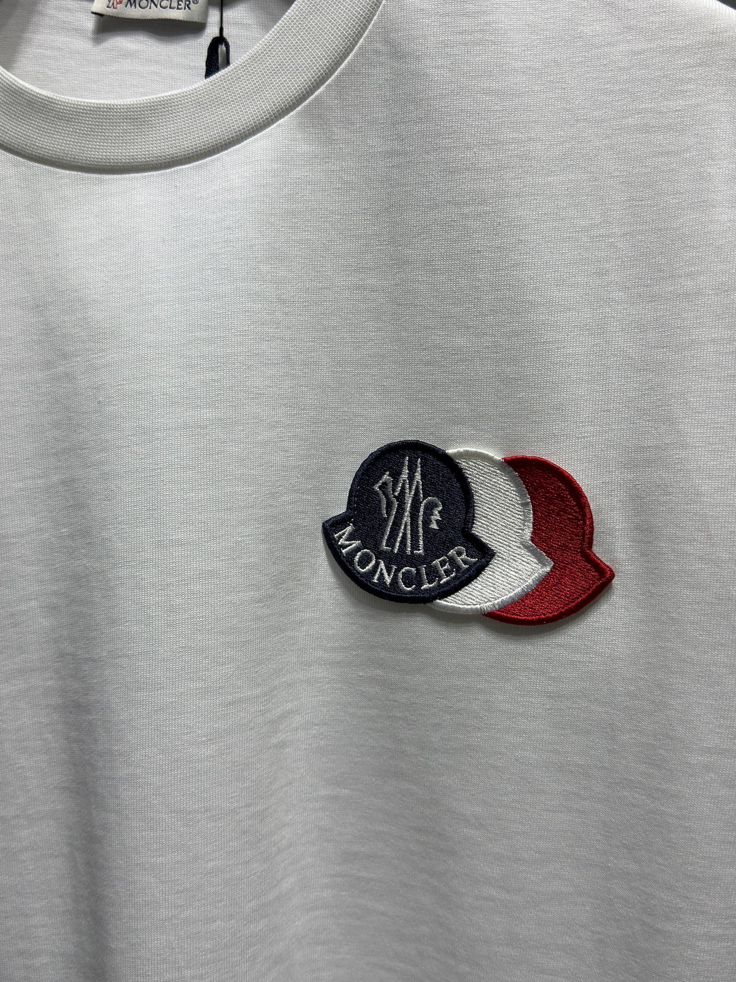 Embroidered Tricolor Logo White Tshirt For Men