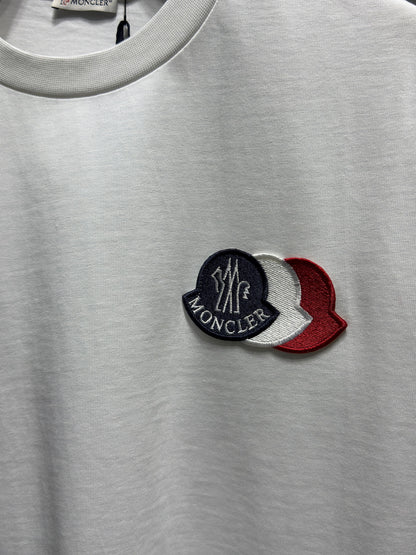 Embroidered Tricolor Logo White Tshirt For Men