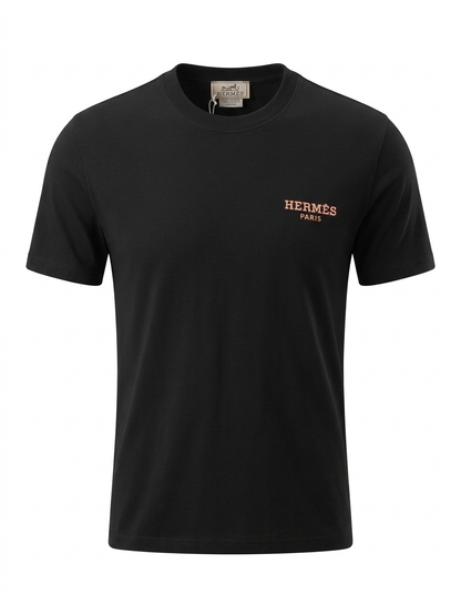 Hermes Rubber Logo Black Tshirt For Men