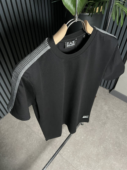 EA7 Shoulder Logo Black Tshirt For Men
