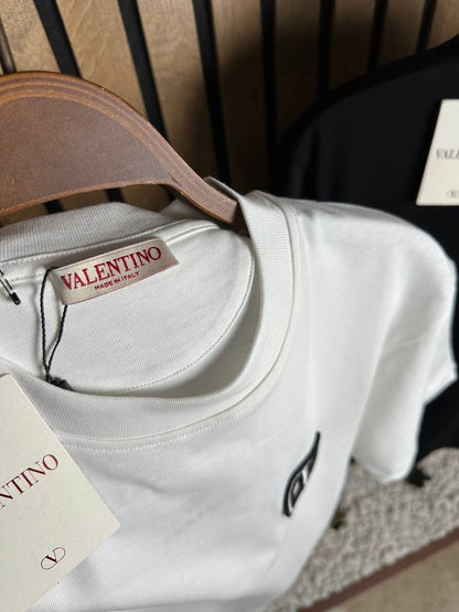 Valentino Embroidered Logo White Tshirt For Men