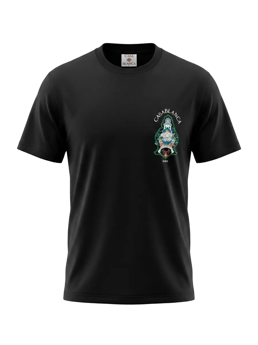 Casablanca Logo Printed Black Tshirt For Men
