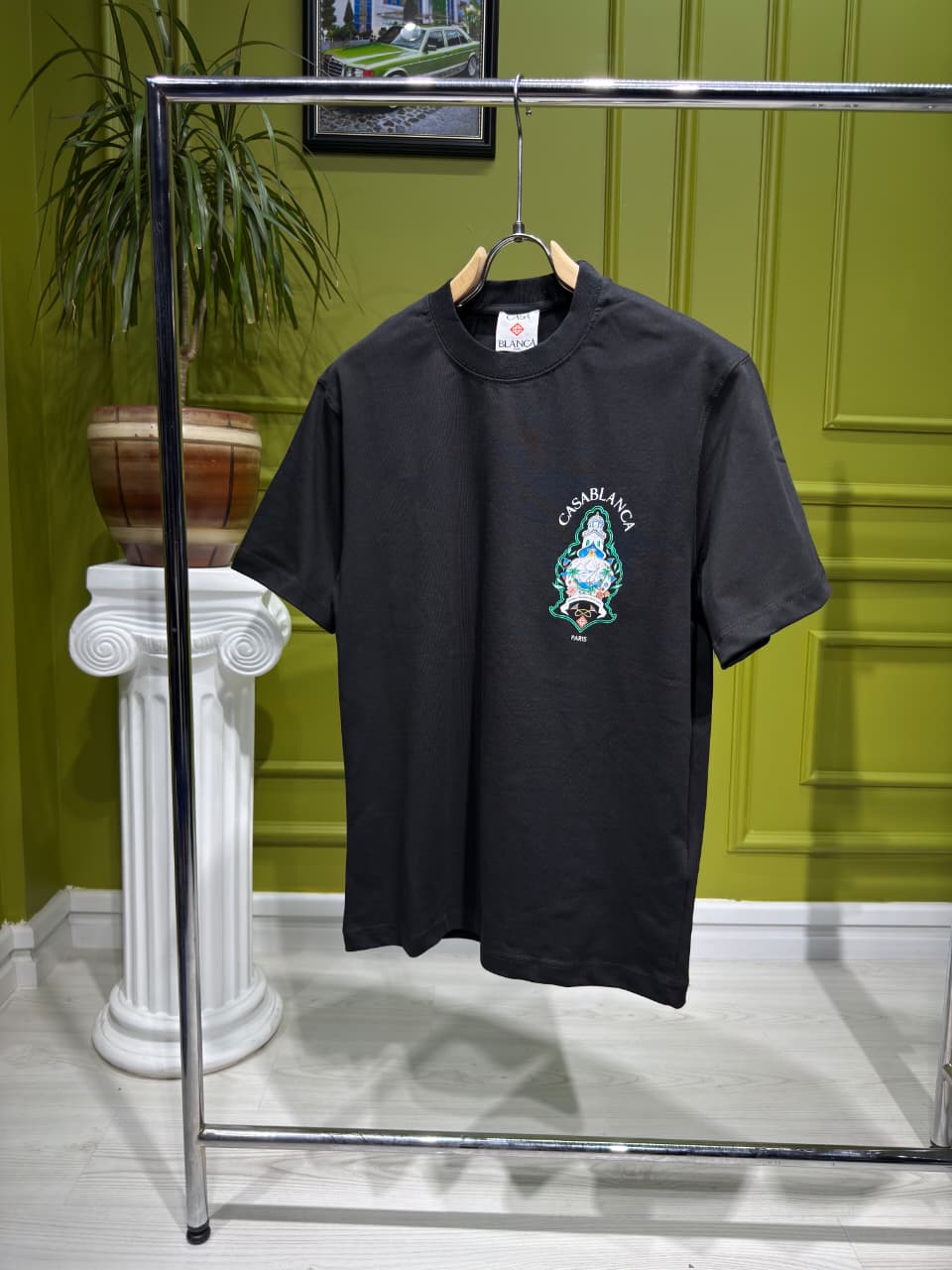 Casablanca Logo Printed Black Tshirt For Men