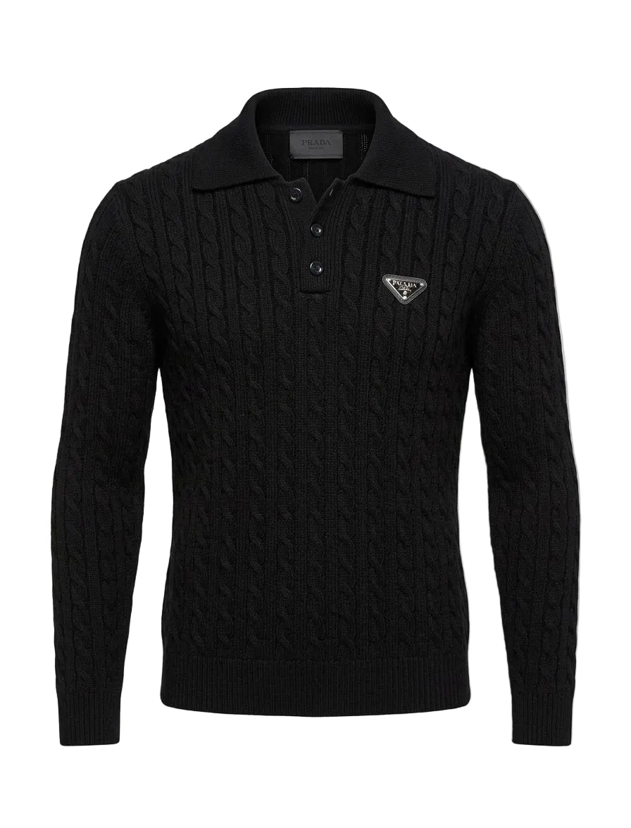 Prada Black Knitted Polo for Men