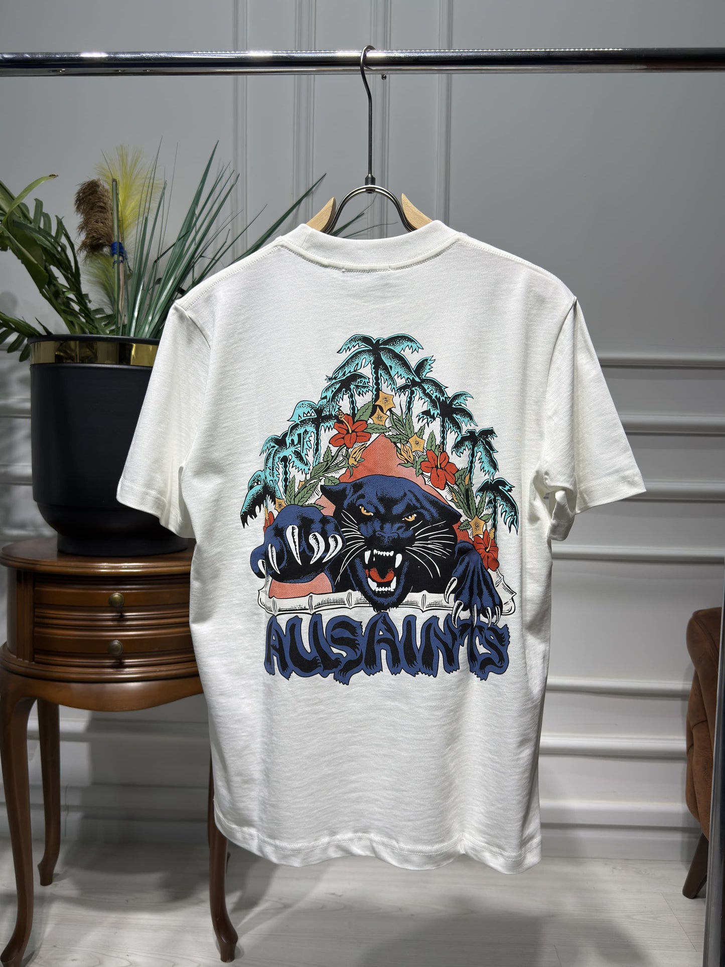 Allsaints Pounce Graphic White Relaxed-fit Tshirt For Men