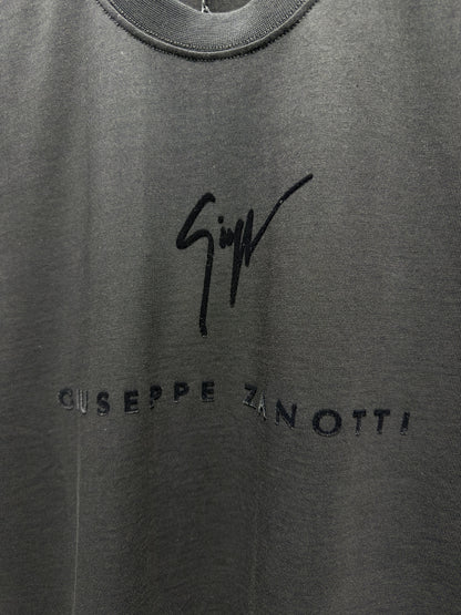 Zanotti Flocked Logo Black Tshirt For Men