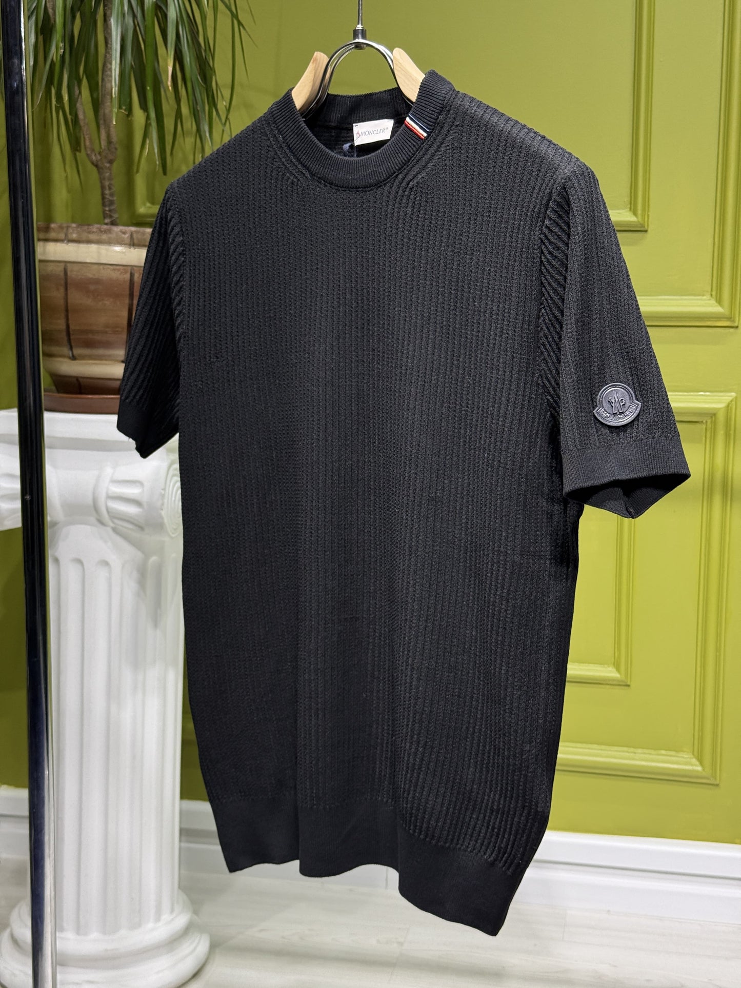 Moncler Black Knitted Tshirt For Men