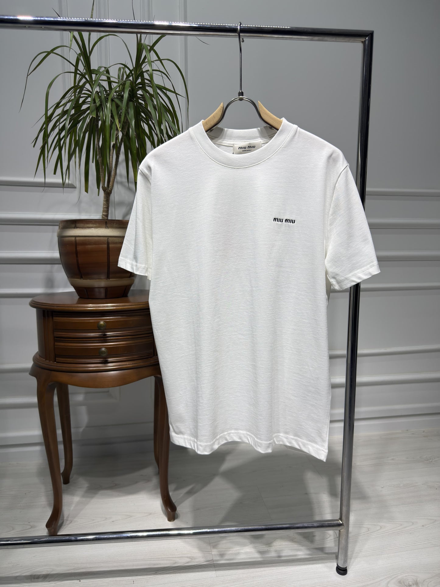 Miumiu Embroidered Logo White Tshirt For Men
