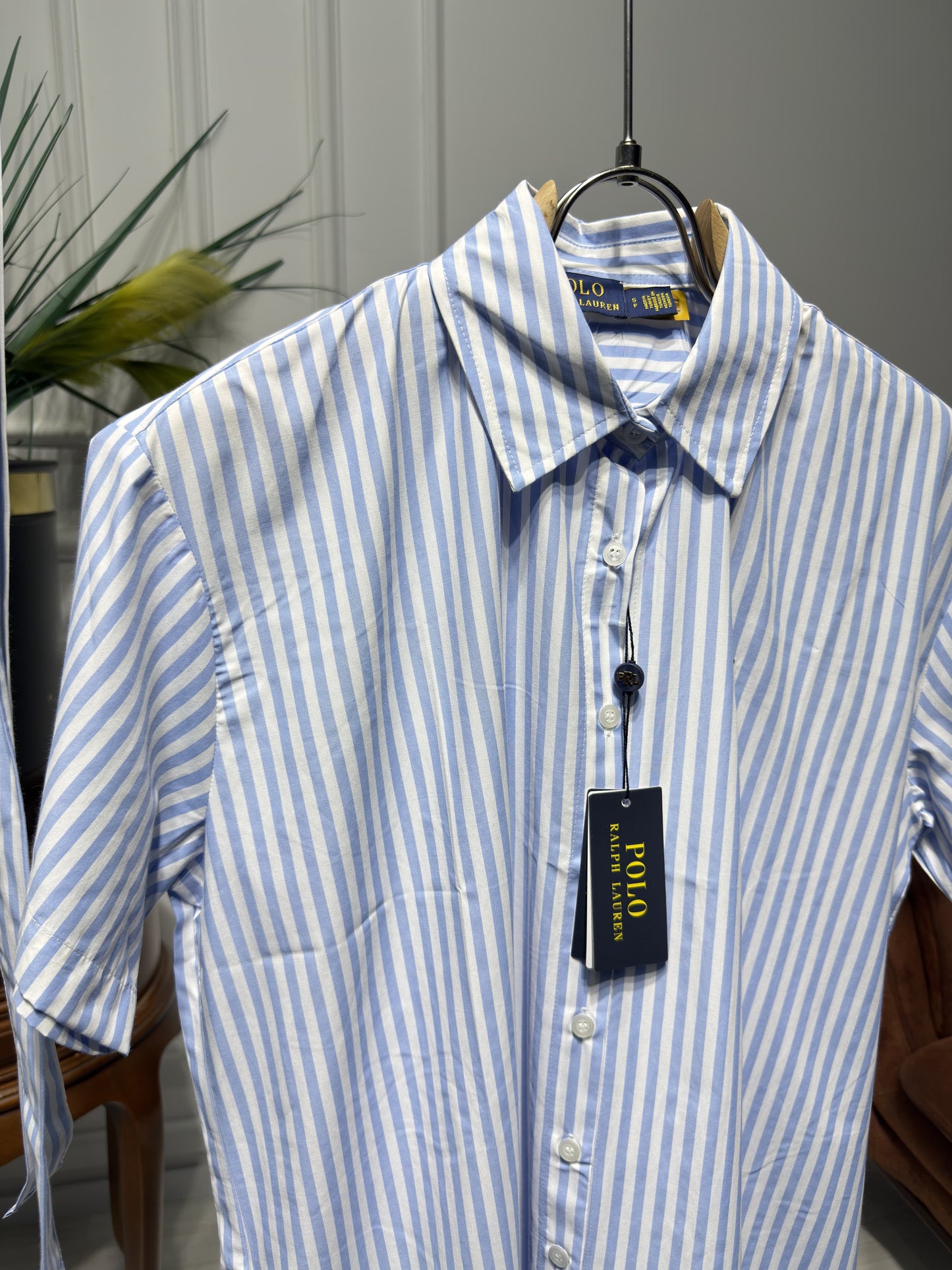 Striped Belted Shirt Dress For Women