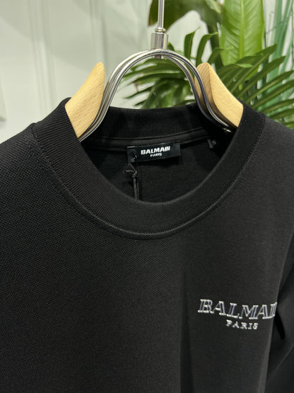Balmain Vintage Gel Logo Black Sweatshirt For Men
