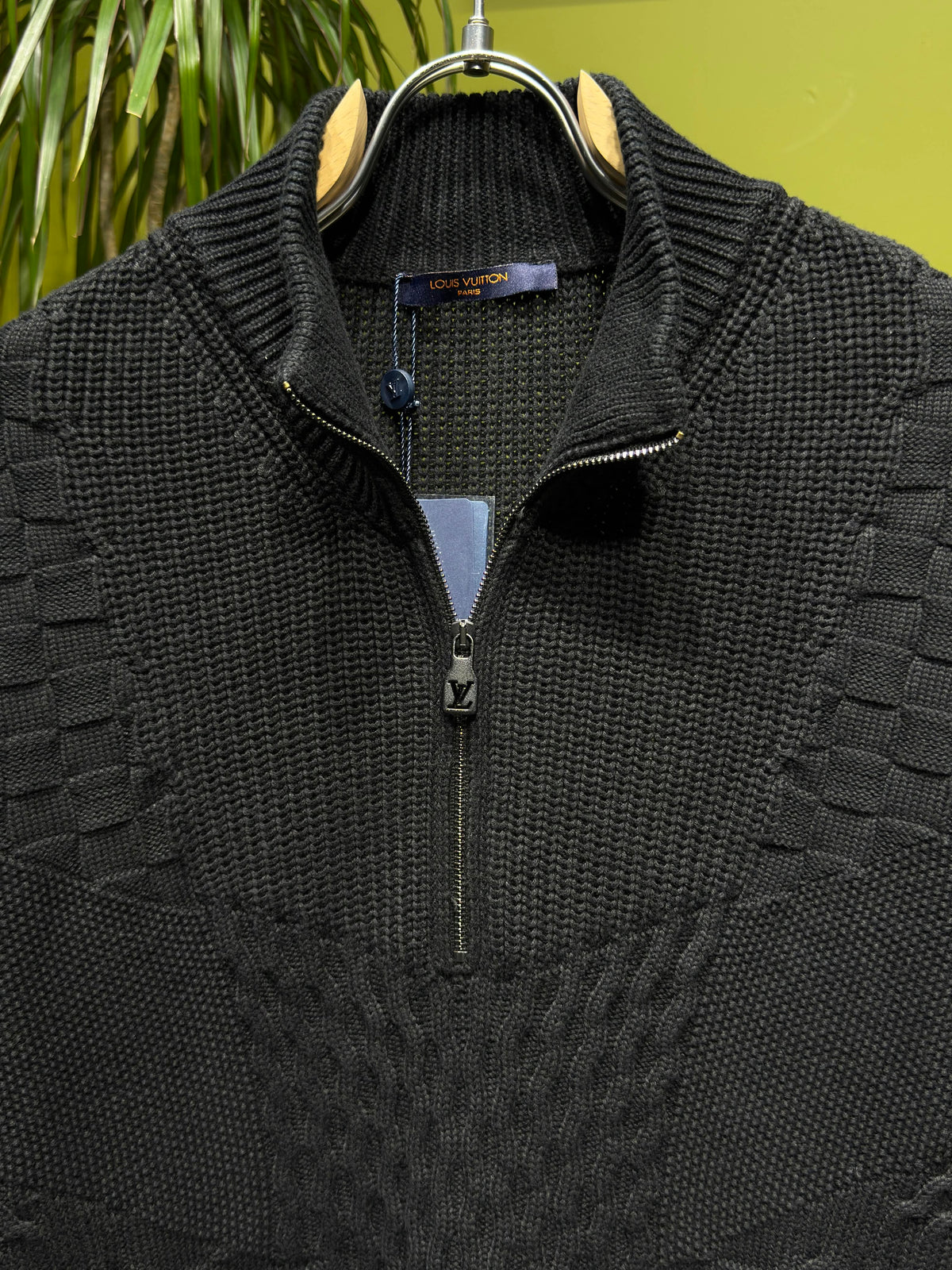 LV Half-Zip Knitted Signature Pullover in black For Men