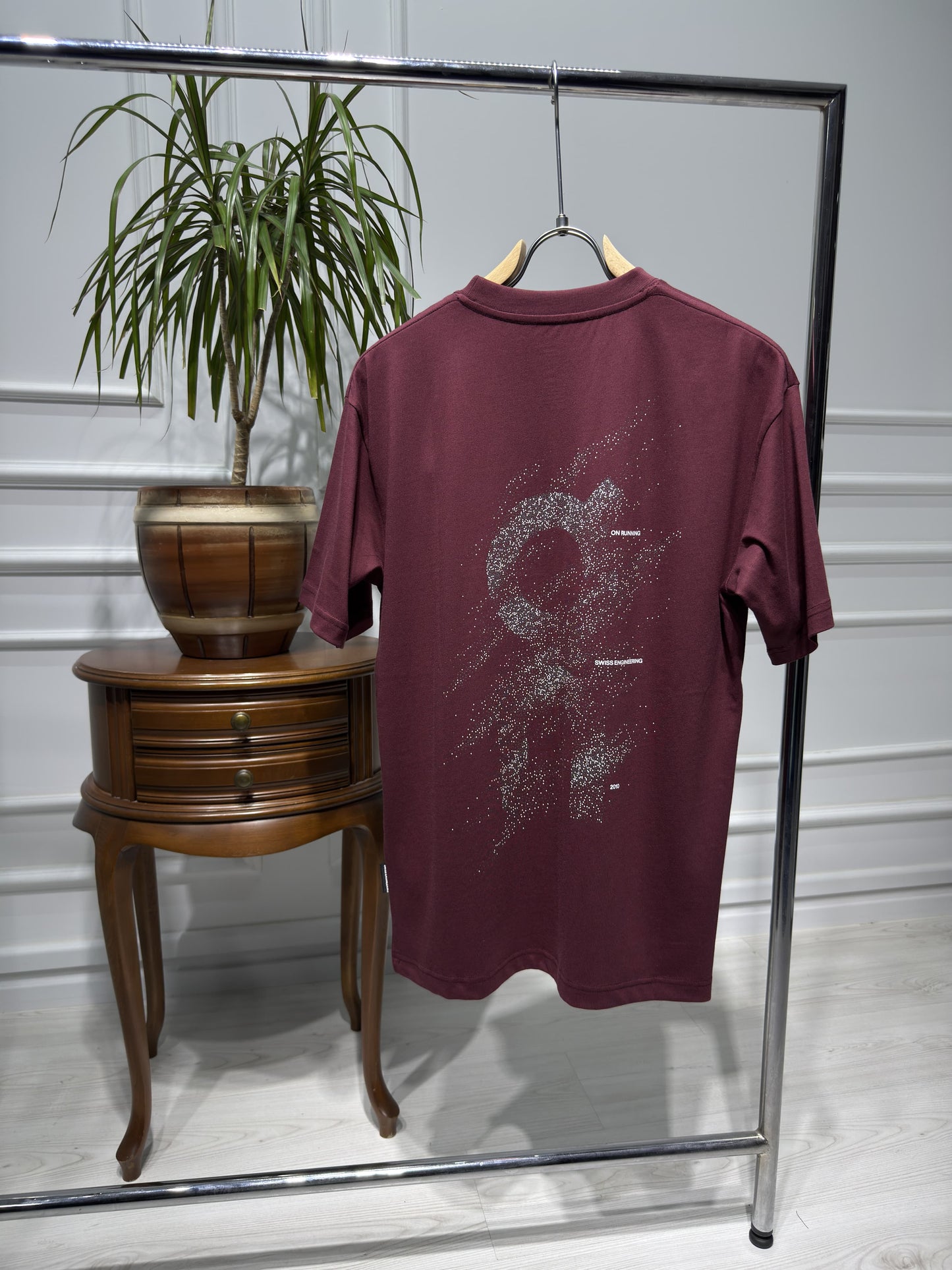 On Burgundy Relaxed-fit Tshirt For Men