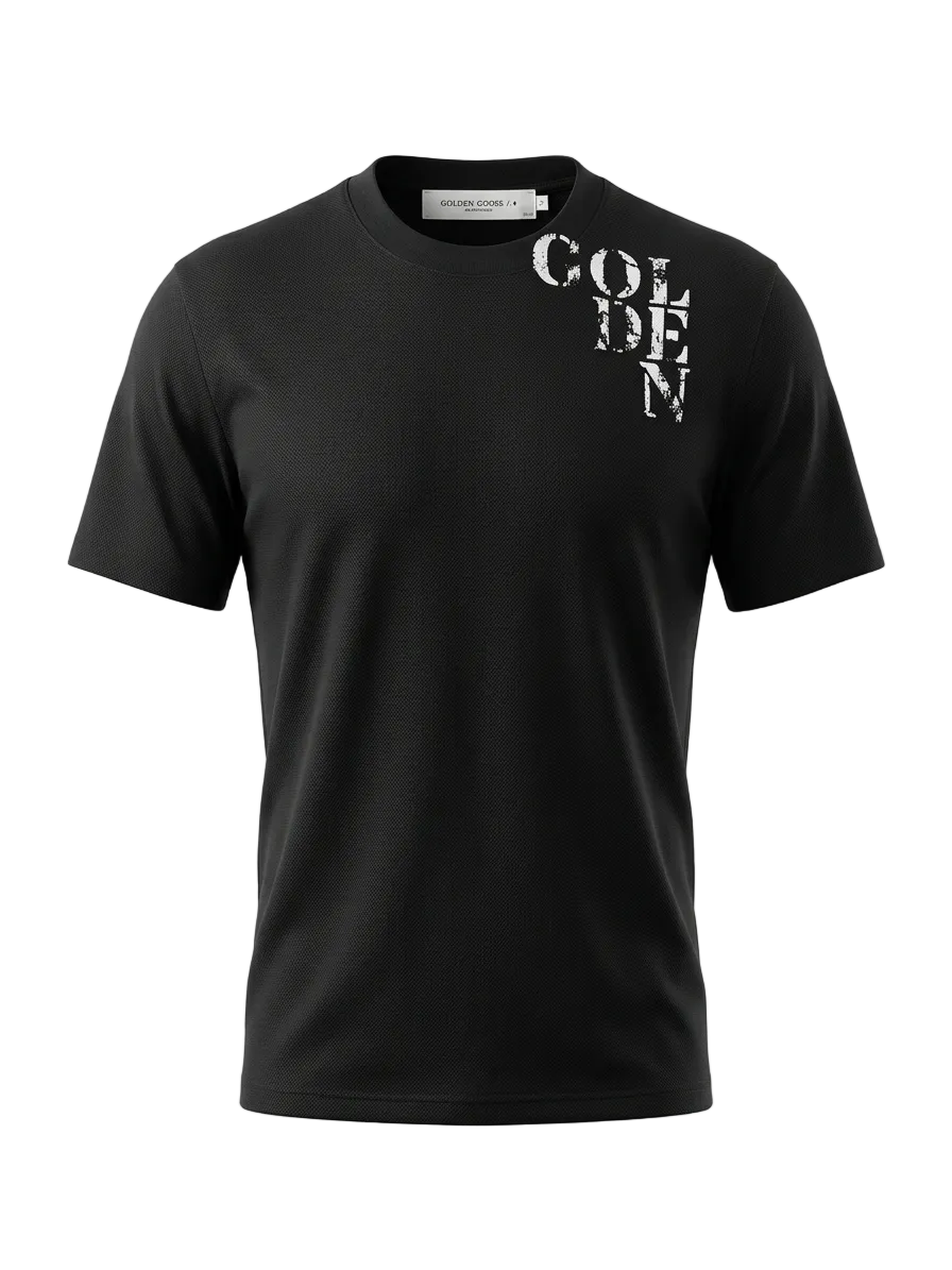GOLDEN Printed Logo Black Tshirt For Men