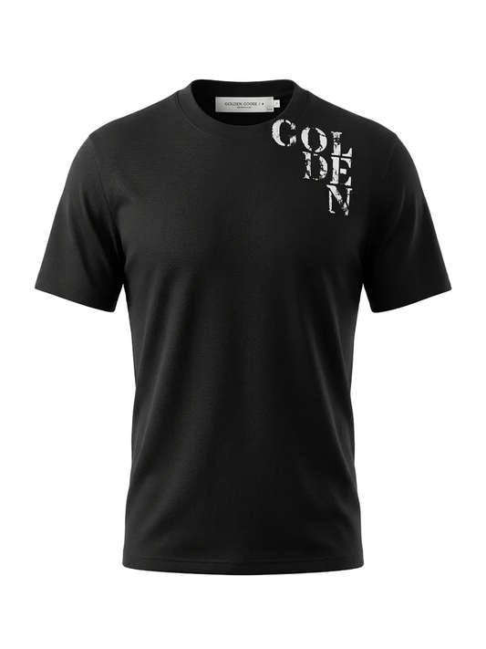 GOLDEN Printed Logo Black Tshirt For Men