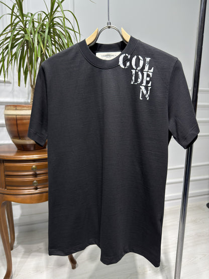 GOLDEN Printed Logo Black Tshirt For Men