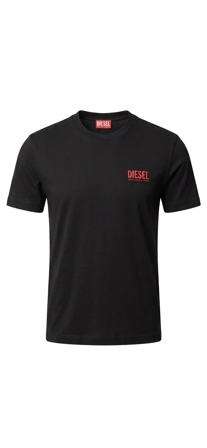 Diesel Logo Printed Black Tshirt For men