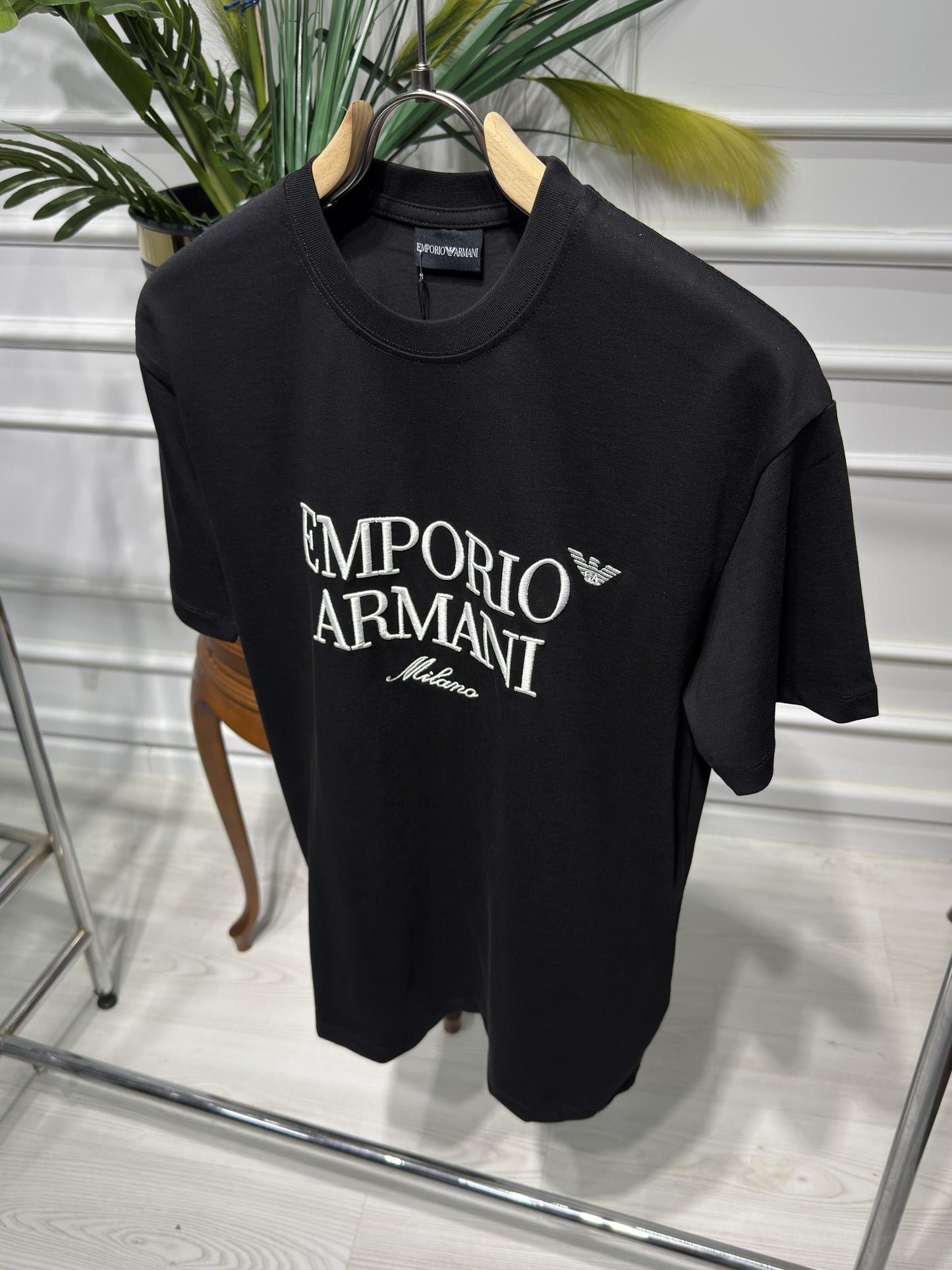 Emporio Armani Embroidered  Logo Slim fit Tshirt For Men