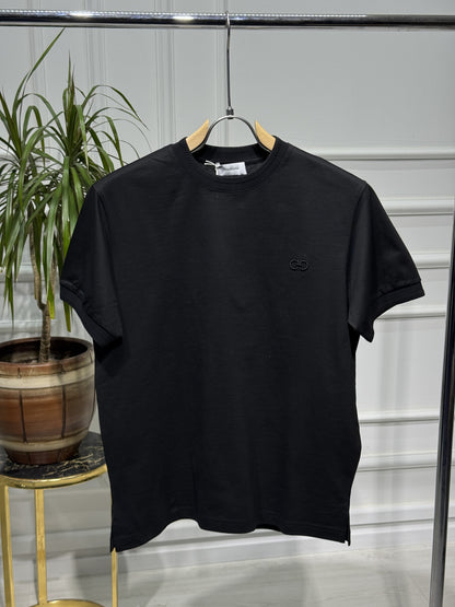 Ferragamo Embroidered Logo Black Tshirt For Men