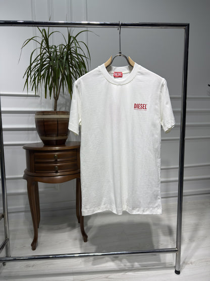 Diesel Logo Printed White Tshirt For Men