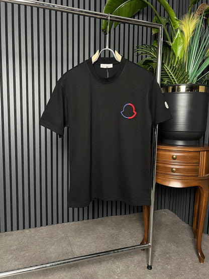 Moncler Embriodered Logo Black Tshirt For Men