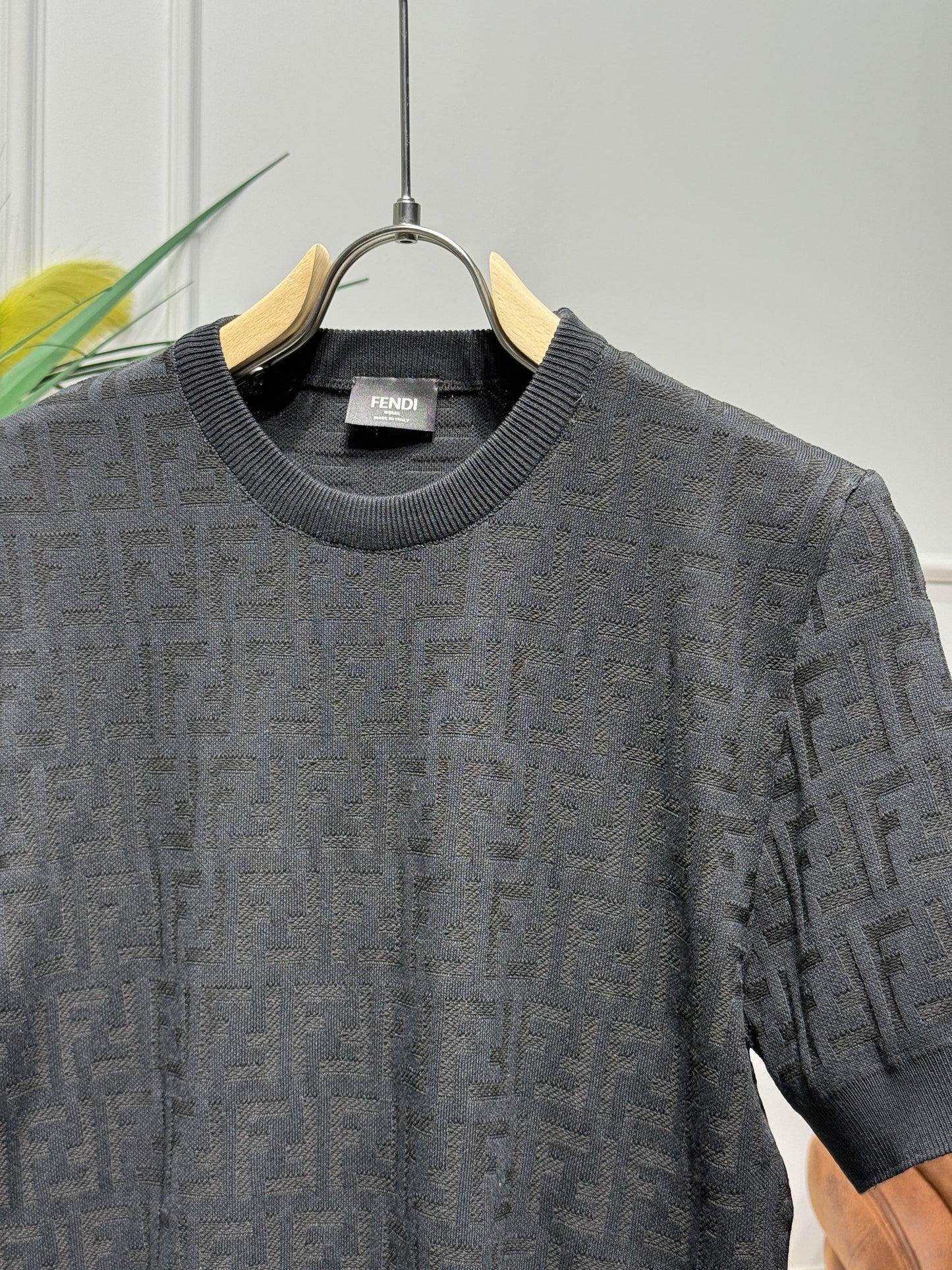 FF Black Knitted Tshirt For Men